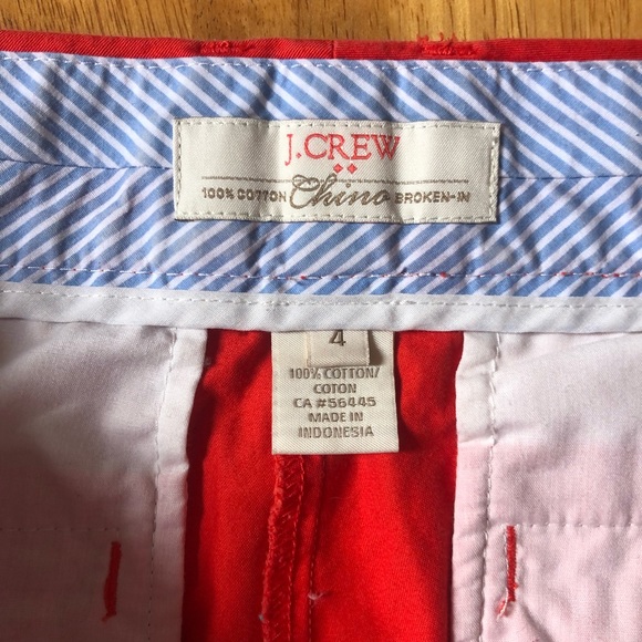 J. Crew women’s 3” Chino Shorts Red Size 4 - Picture 3 of 5